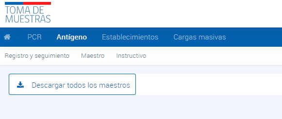Descarga de datos maestros - Antígenos